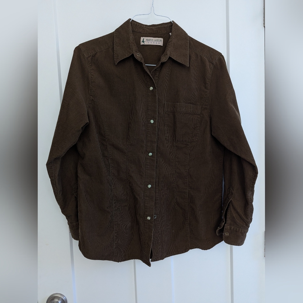 Ladies Marsh Landing Corduroy Button Up Shirt Size Small